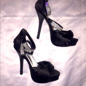 Satin black heels